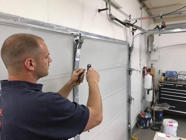 Before and after garage door dent repair by Chino Hills Garage Door Repair in Chino Hills