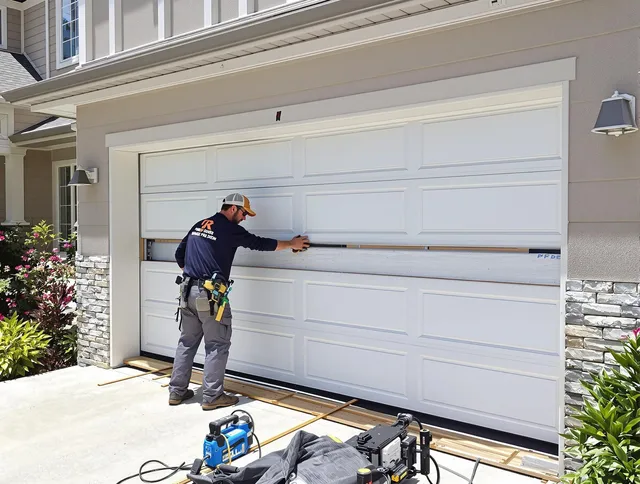 Chino Hills Garage Door Repair team performing complete garage door replacement at Chino Hills residence