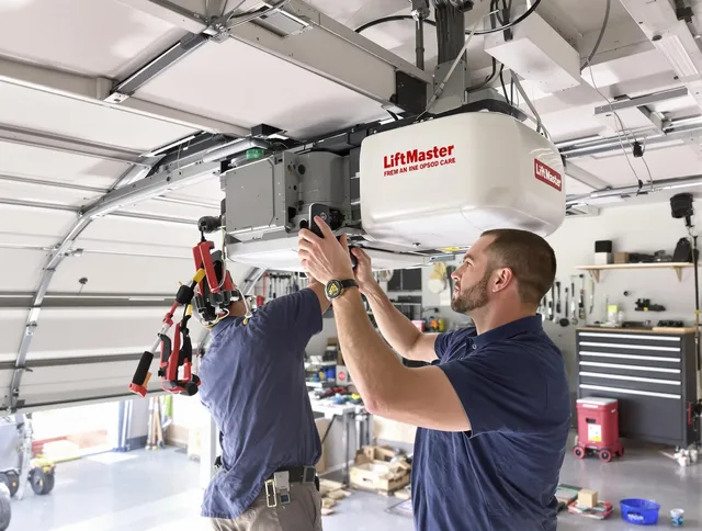 Chino Hills Garage Door Repair technician performing advanced diagnostics on garage opener in Chino Hills